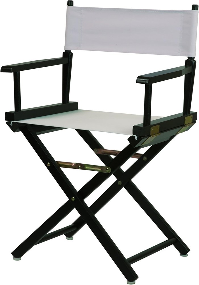 18" Director's Chair Black Frame W/ White Canvas
