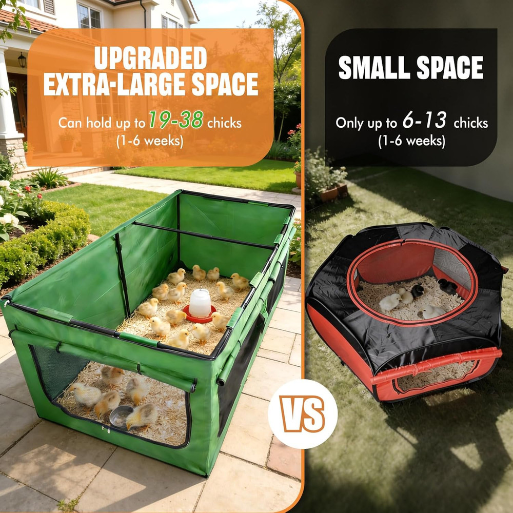 Brooder Box for Chicks, Chicken Run Large Chick Starter Kit Portable Brooding Pe