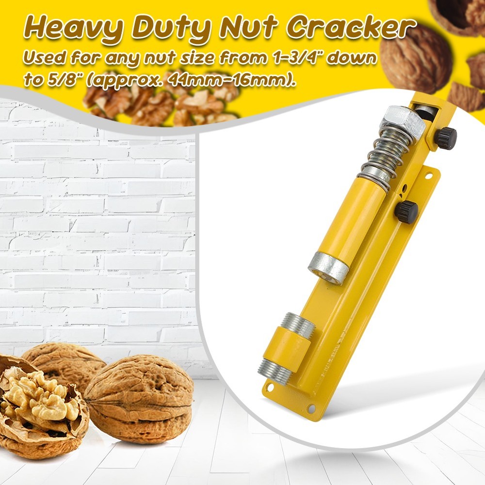 Heavy Duty Black Walnut Nut Cracker Wall Mount for Macadamia Hickory -Rust Proof