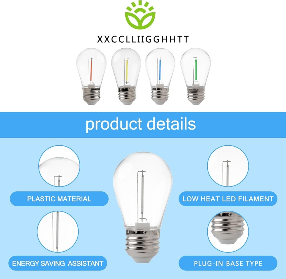 S14 LED Replace Light Bulbs for Patio String Light Shatter-Resistant 48