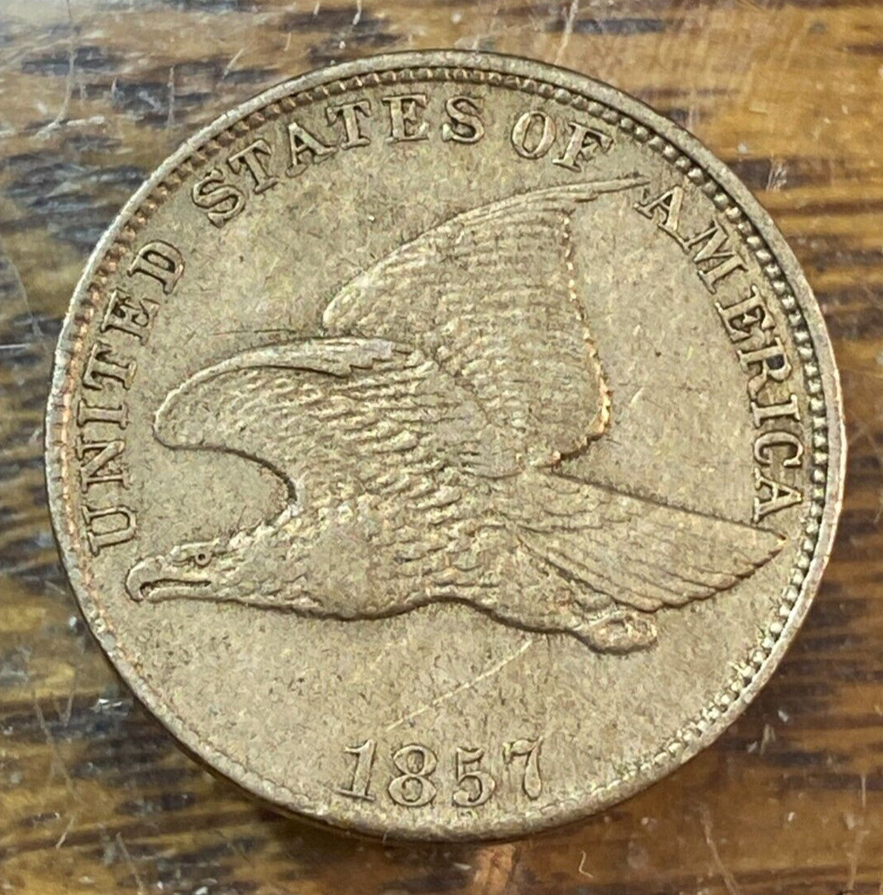 1857 Flying Eagle Cent Nice Original AU CHRC
