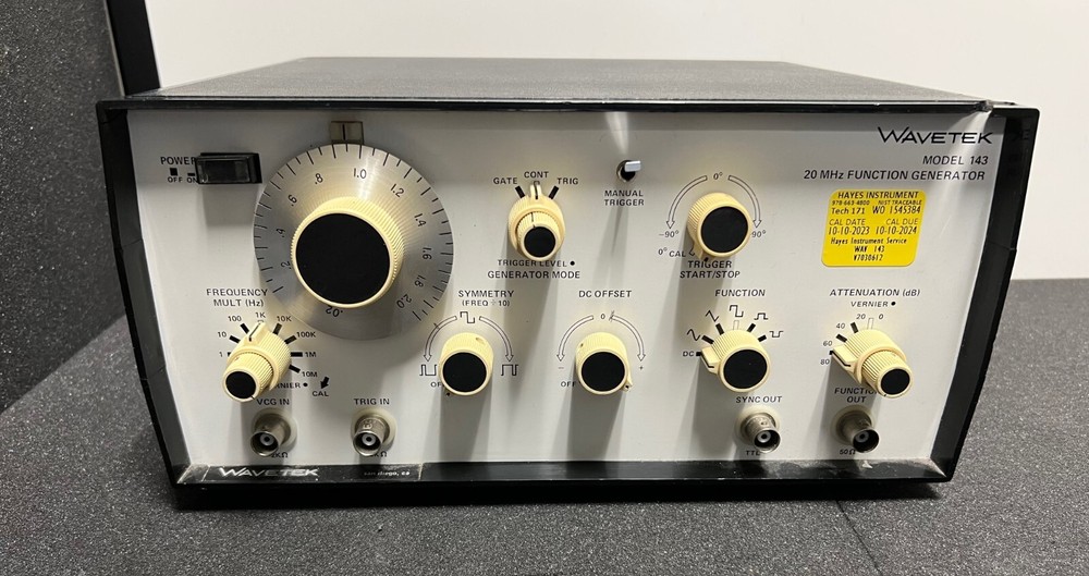 Wavetek Model 143 Function Generator, 20 MHz, Calibrated Good til 10/2024!!
