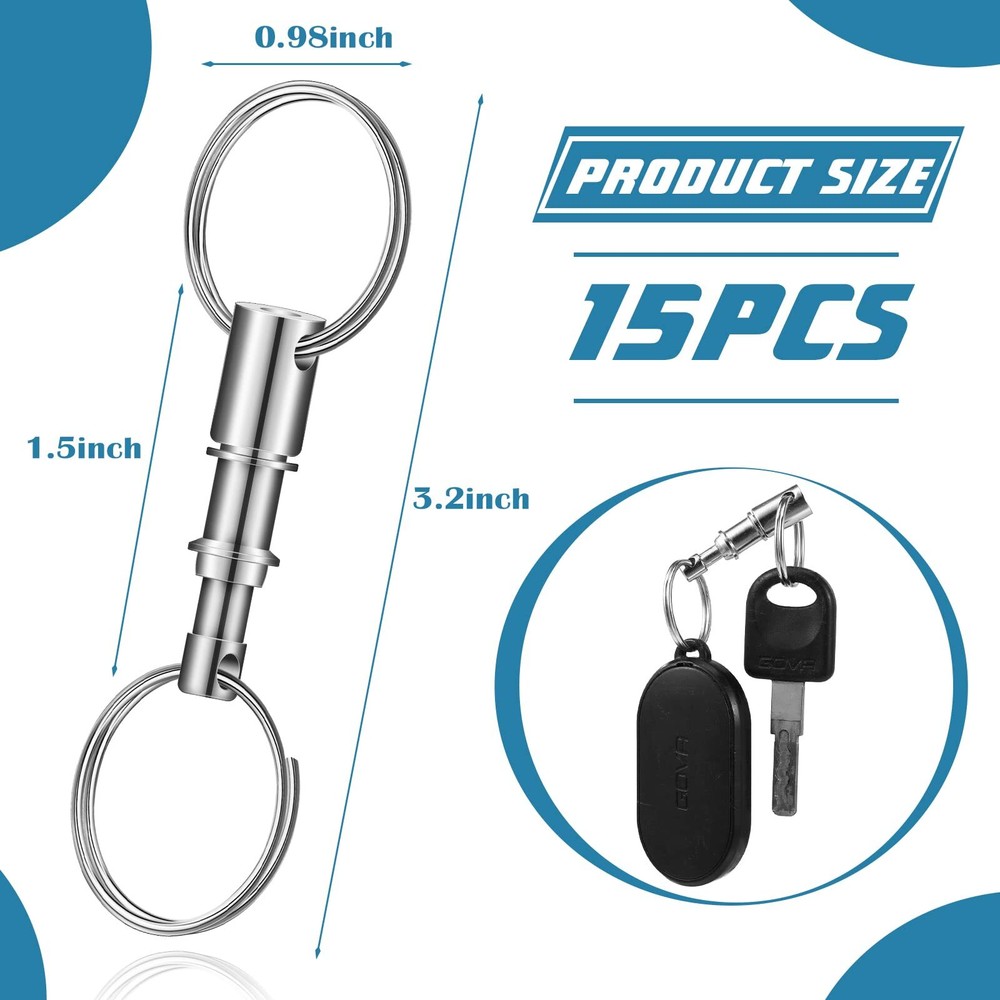 30 Pack Quick Release Keychain Detachable Pull Apart Key Rings Bulk Detach Ke...