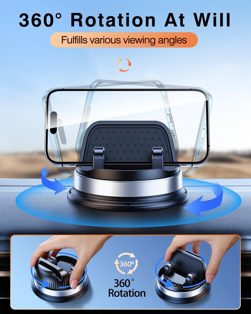 Dash Cell Phone Car Mount, Multifunctional Dashboard Mobile Silver