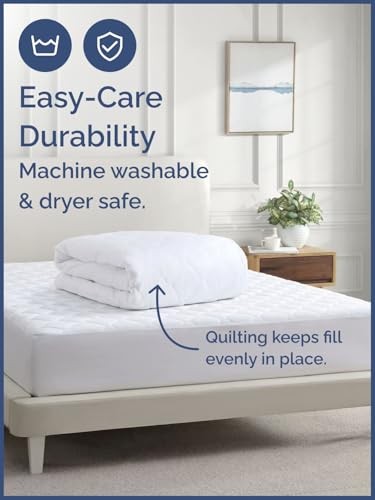 Quilted Fitted Mattress Pad Protector Size - Elastic Fitted Queen White