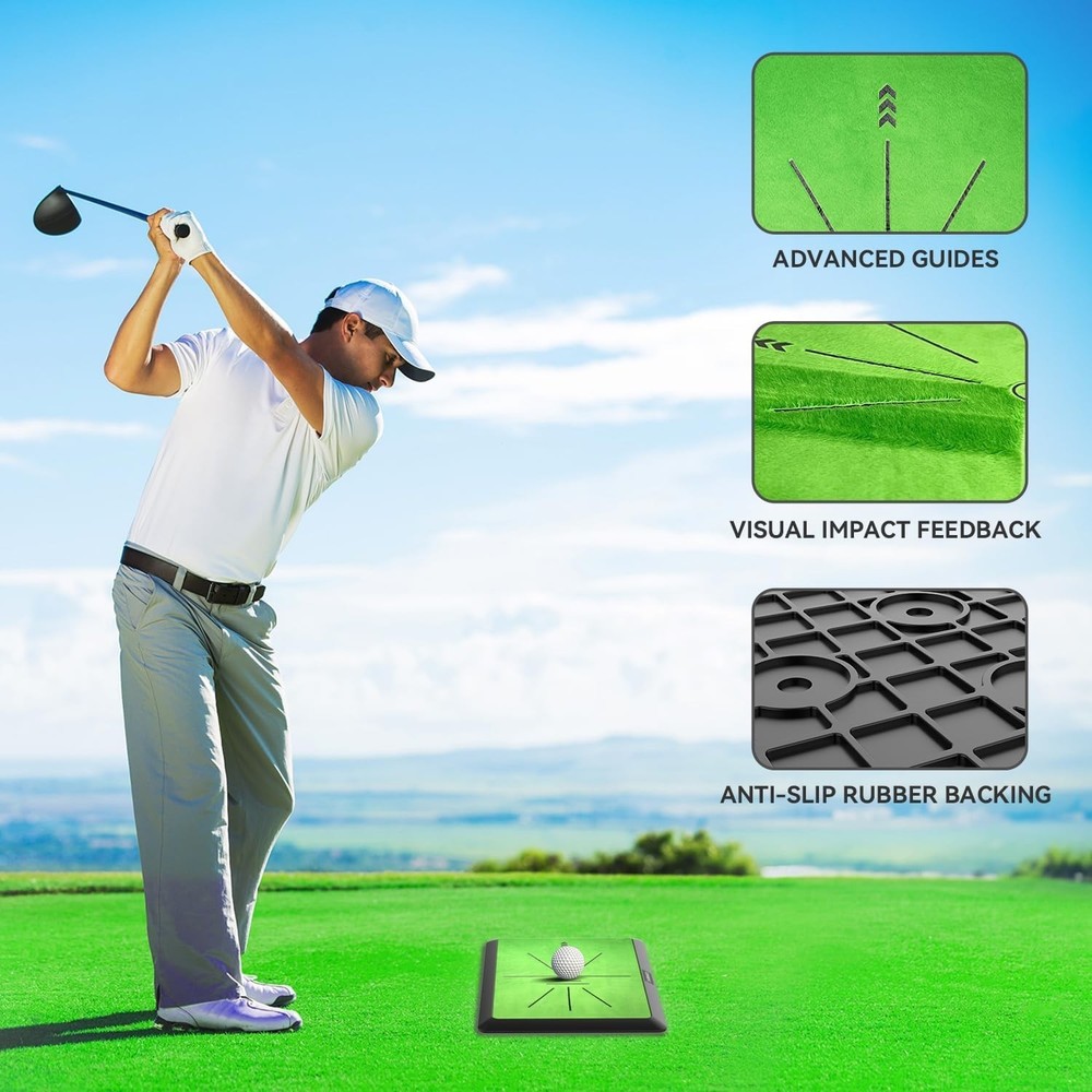 Golf Hitting Mat, Golf Training Mat for Swing Path Feedback Detection Batting...
