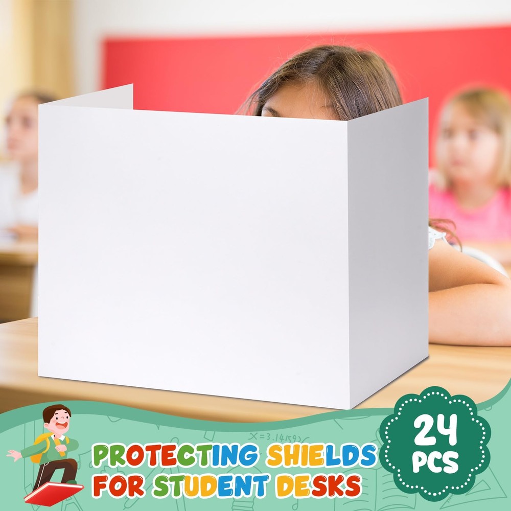 24 PCS Privacy Boards Student Desks Bright Colored Trifold Divider Panel