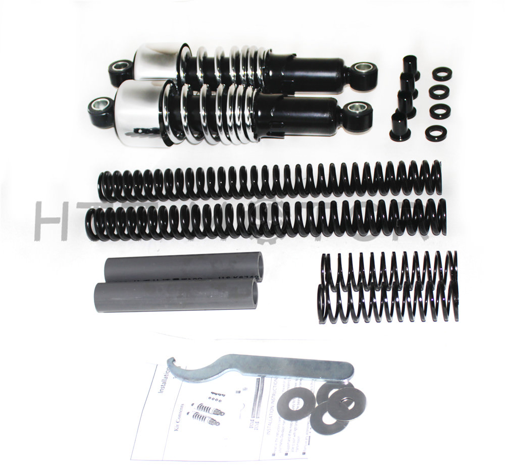 Chrome Slammer Lowering Kit Fork Spring Shock Absorber For Harley Dyna FXD 91-05