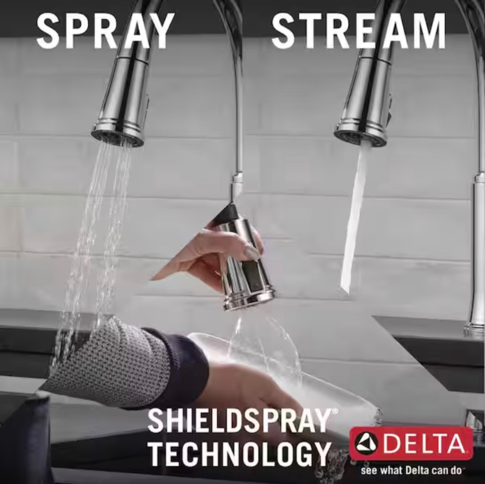 Delta Eldridge Single-Handle PullDown Kitchen Faucet ShieldSpray Polished Chrome