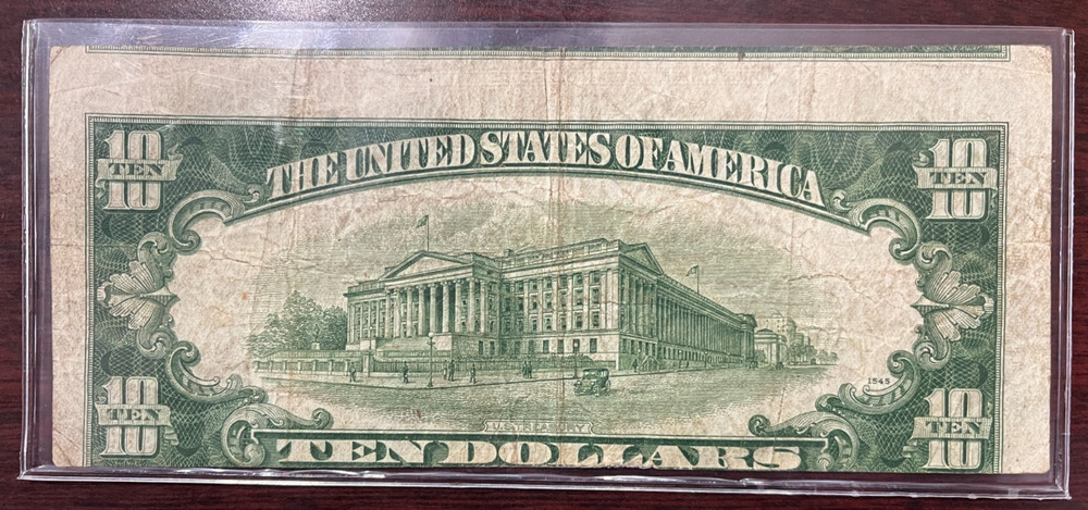 1950 $10 Ten Dollar Note Off Center Miscut Error Rear