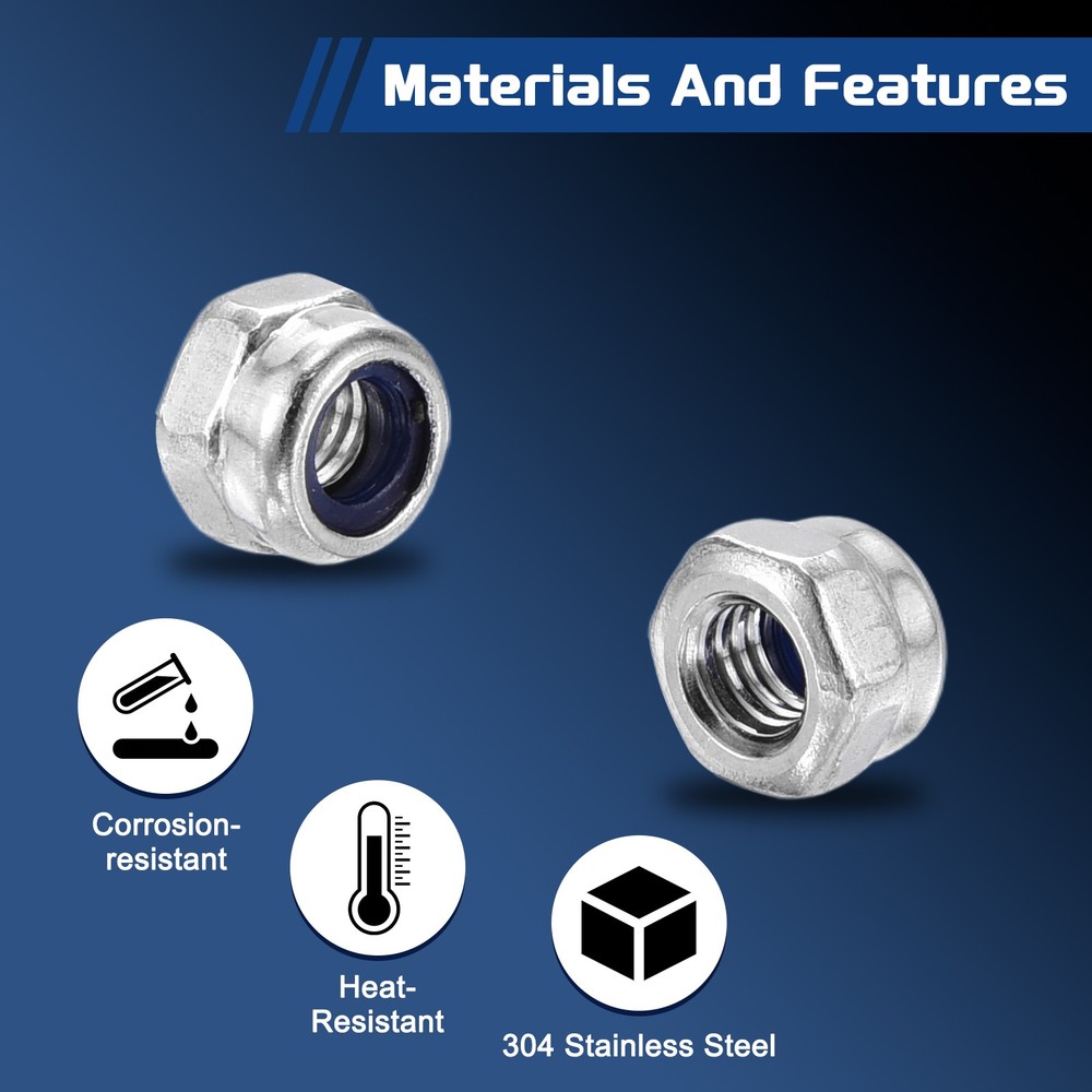 150Pcs Nylon Lock Hex Nuts - [M3-0.5], 304 Stainless Nuts, Silver