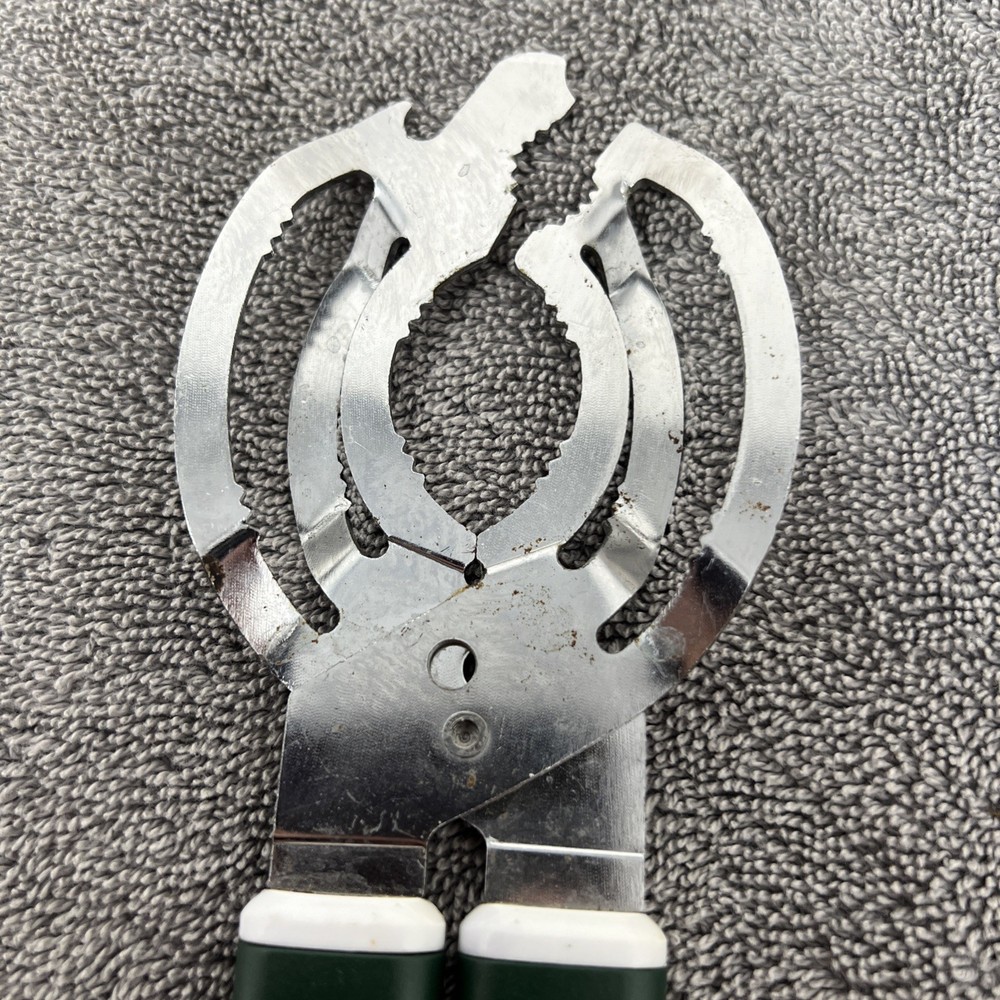 Jar Bottle Opener Stainless Universal Fit Multi Sizes Green Handle Preowned