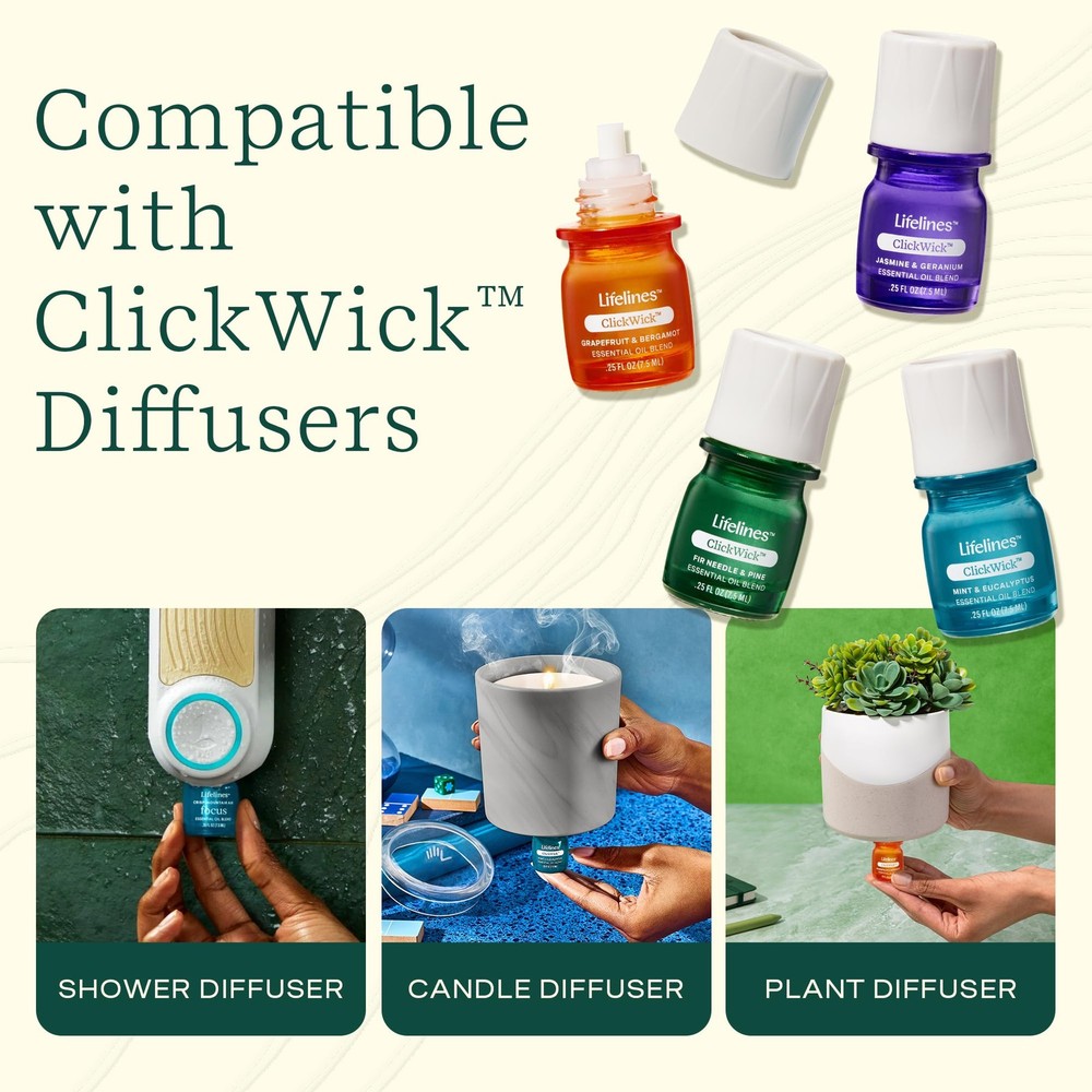 ClickWick Essential Oil Blends for Diffusers, 4-Pack Discovery Set - Essentia...