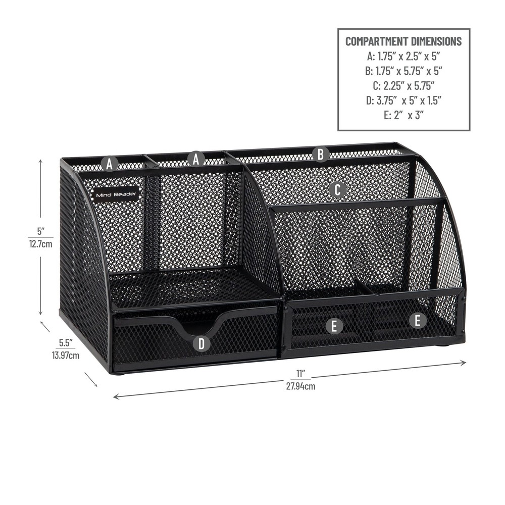 Desktop Organizer File Storage Accessory Storage Workspace Office Metal Black