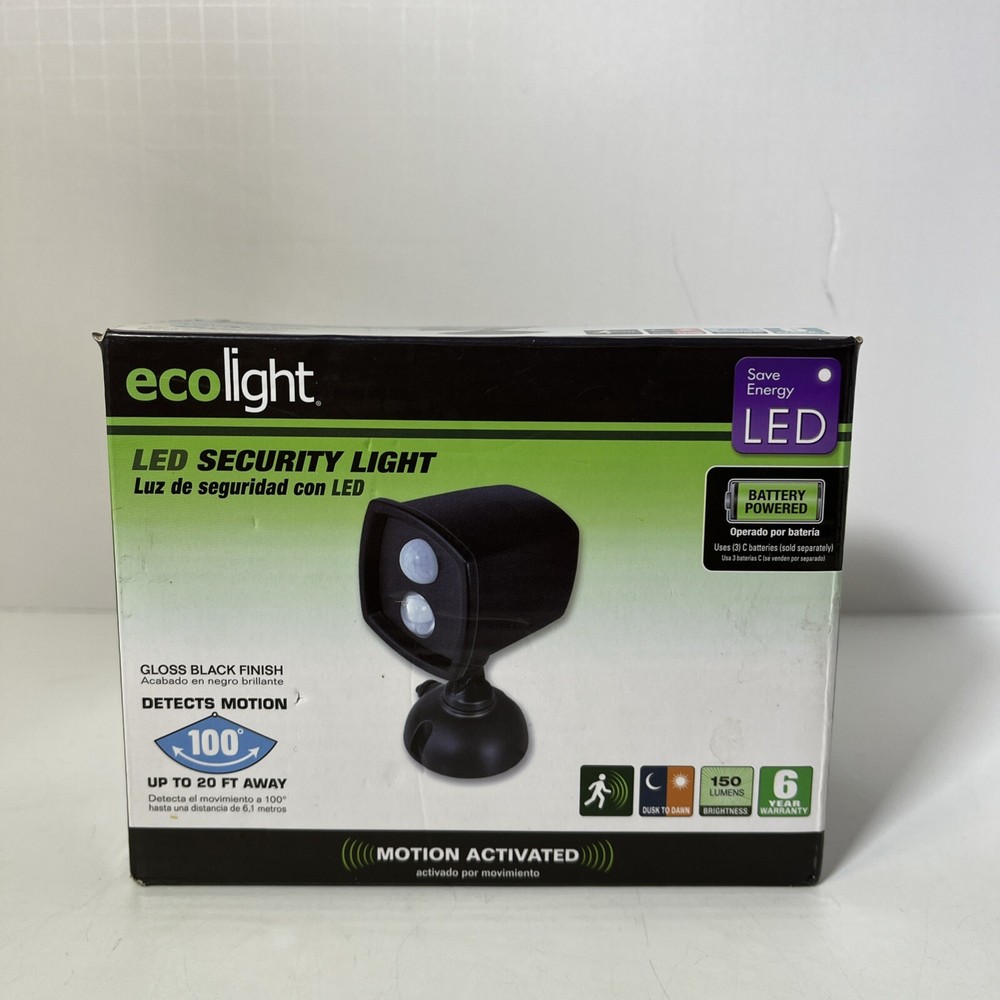 ECOLIGHT LED SECURITY LIGHT MOTION ACTIVATED Adjustable Direction New Open Box