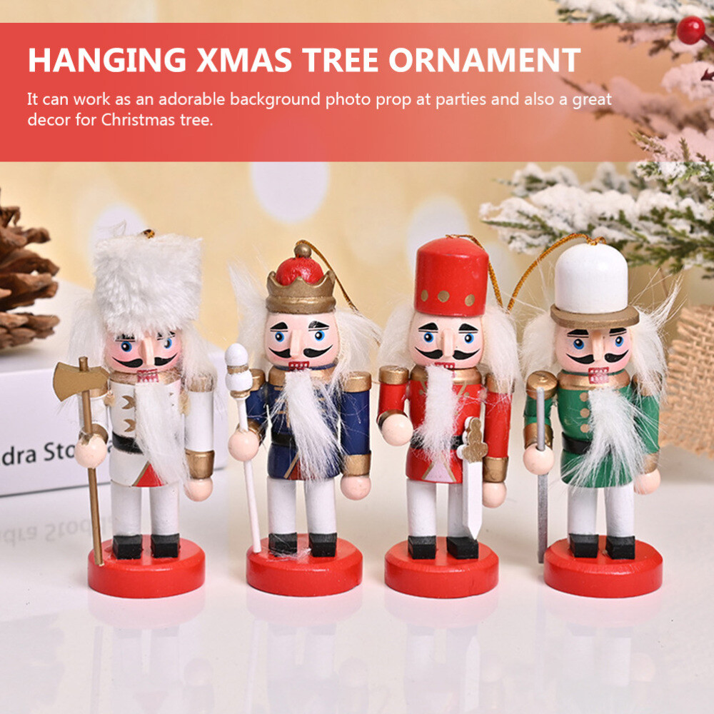 4PCS Christmas Tree Hanging Nutcrackers Figures Decorative Nutcrackers Pendants