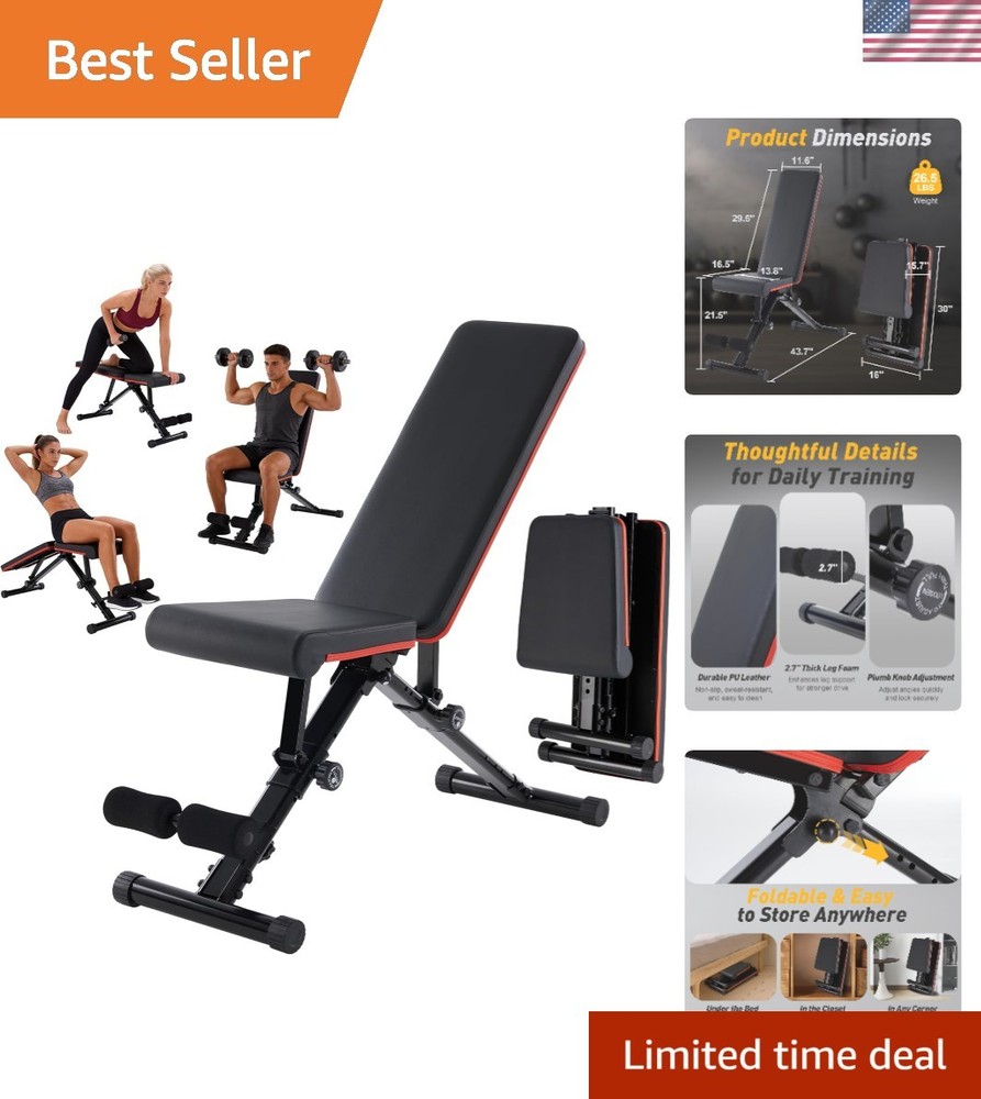 Compact Foldable Weight Bench for Home Gyms: 795 lbs Capacity & Versatile Design