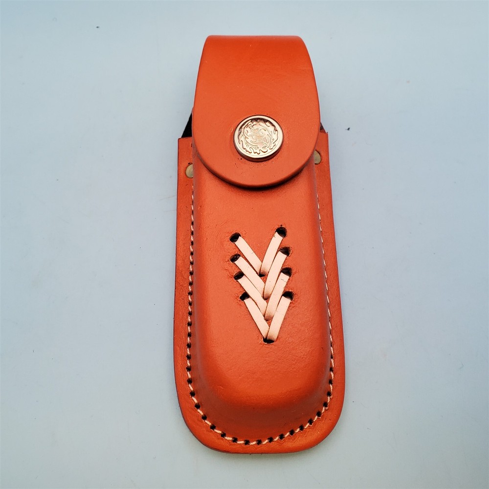 Multi-Tool Belt Sheath 4.5” Tools or Knives Laced Tan Leather Fits Supertool