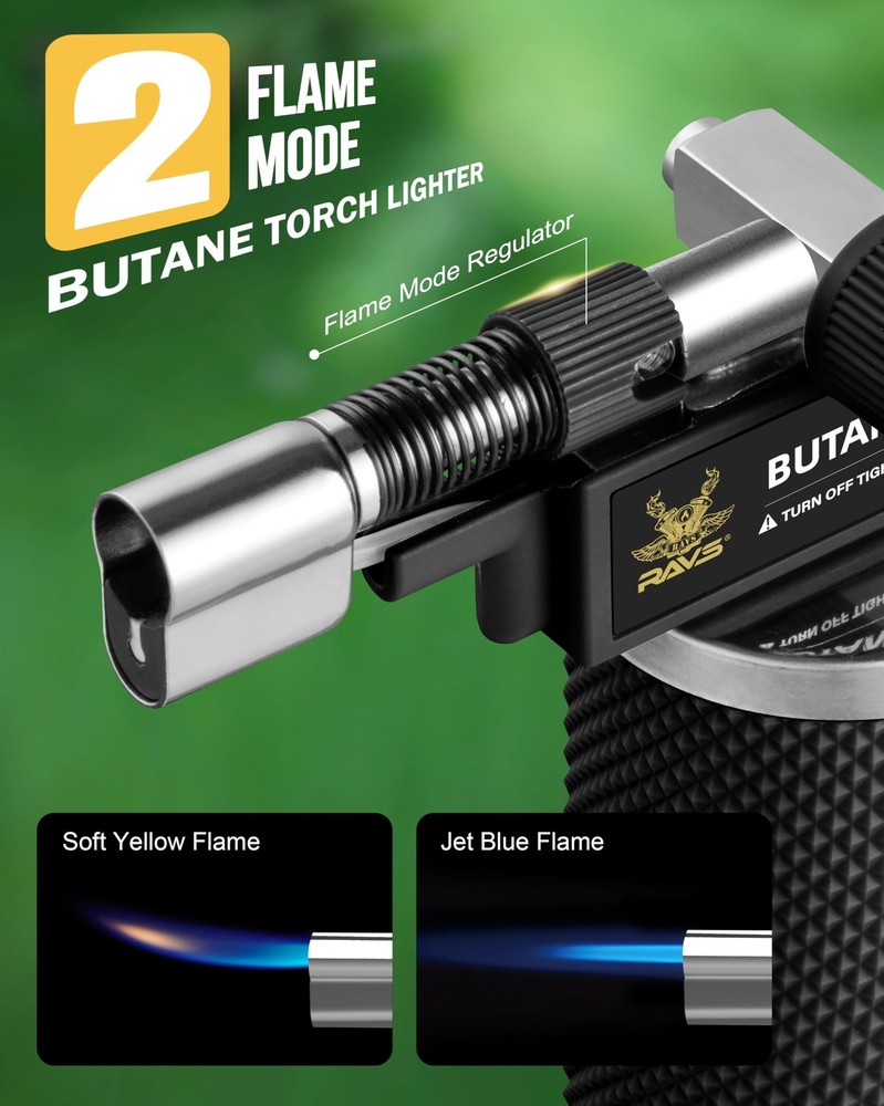 Butane Torch Lighter, DUAL Flame Mode Kitchen Torch, Refillable Cooking Torch...