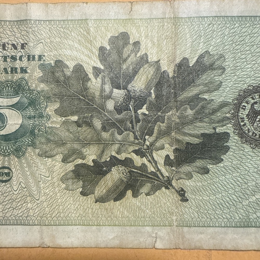 Germany Five Marks current exchangeable Banknote - Dated 1970