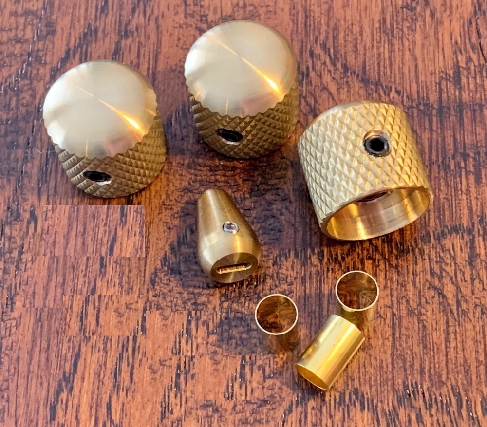 Solid Brass / Stratocaster DOME Guitar Knobs & Switch Tip SET / 3-Knobs / 1-Tip