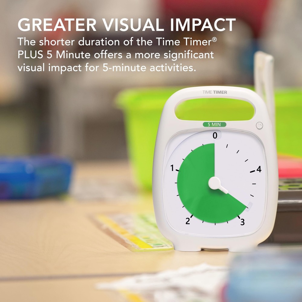 TIME TIMER PLUS 5 Minute Desk Visual Timer - Countdown Timer with Portable Ha...