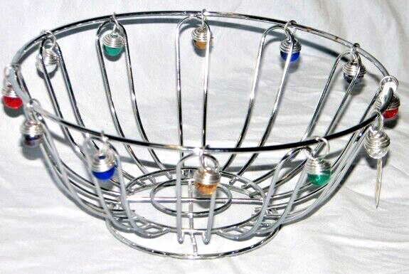 Wire  Basket with Metal Marble Dangles