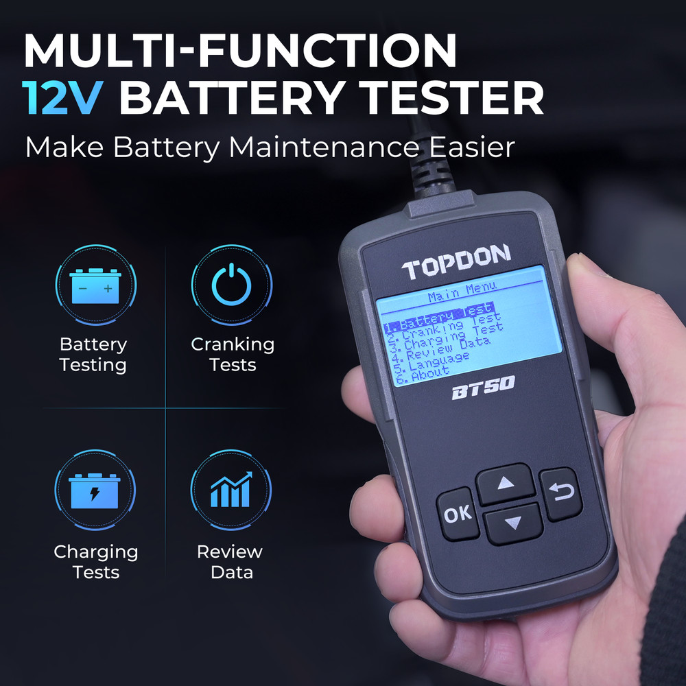 TOPDON BT50 Car Battery Tester Electrical System Diagnostic & Analysis Tool