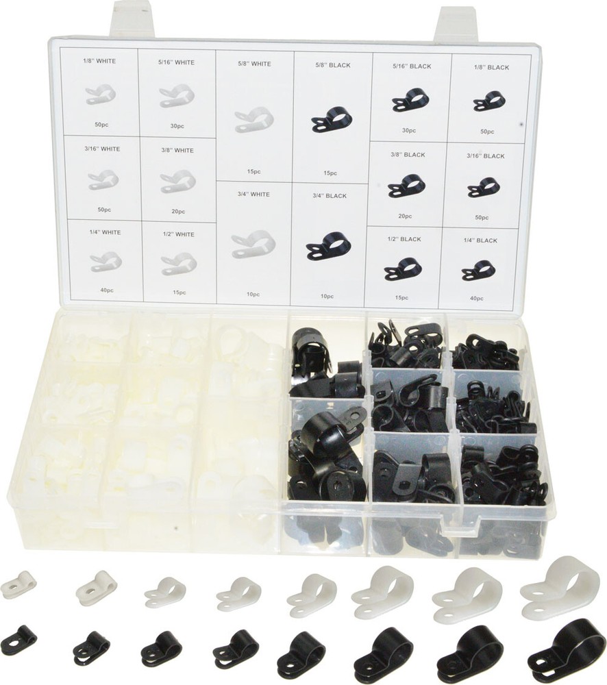 Swordfish 70350 - Nylon R Type Cable Clamp Assortment, 460 pieces