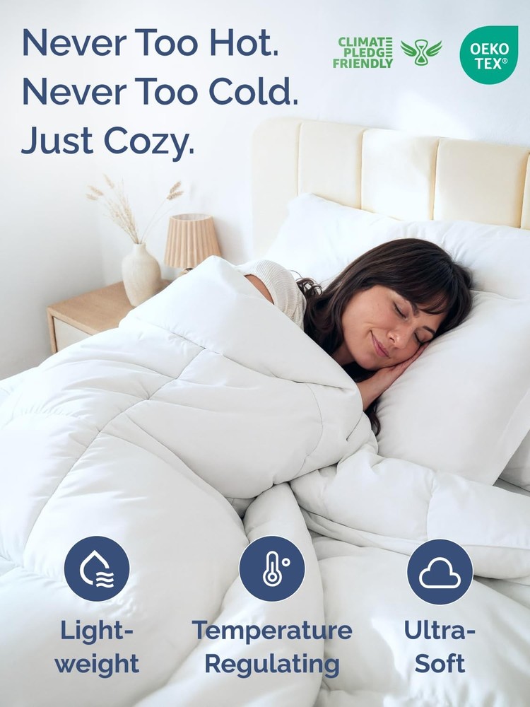 Sleep Cool All Night - Oversized King White Down Comforter 116x98