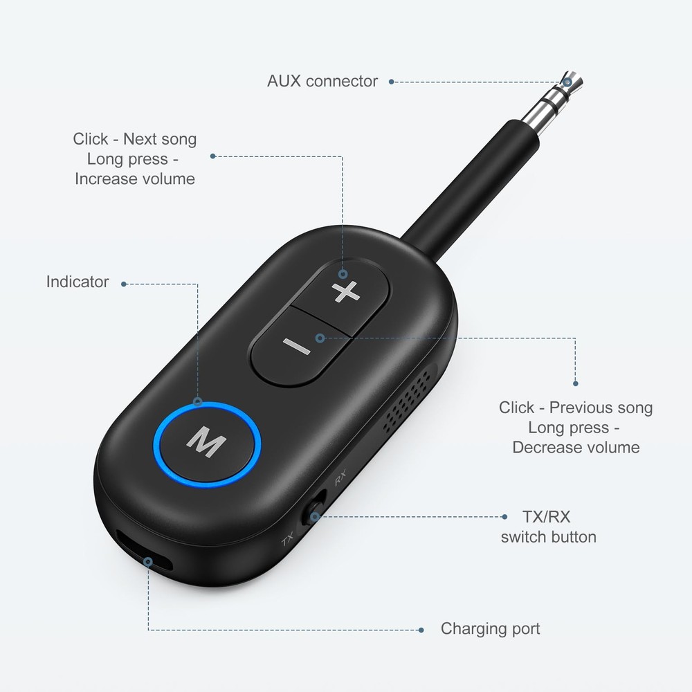 Upgraded Bluetooth 5.3 Transmitter Receiver 2 in 1, Bluetooth Adapter for Air...