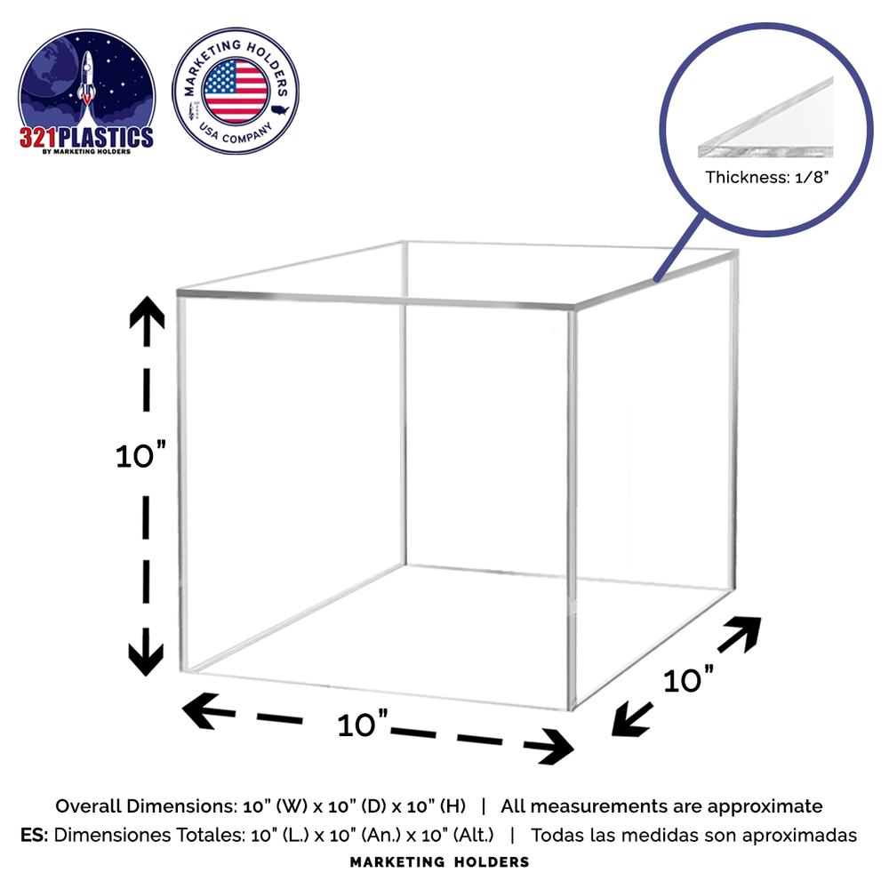 10" Clear Acrylic Display Box Square Merchandise Storage Bin or Riser Qty 2