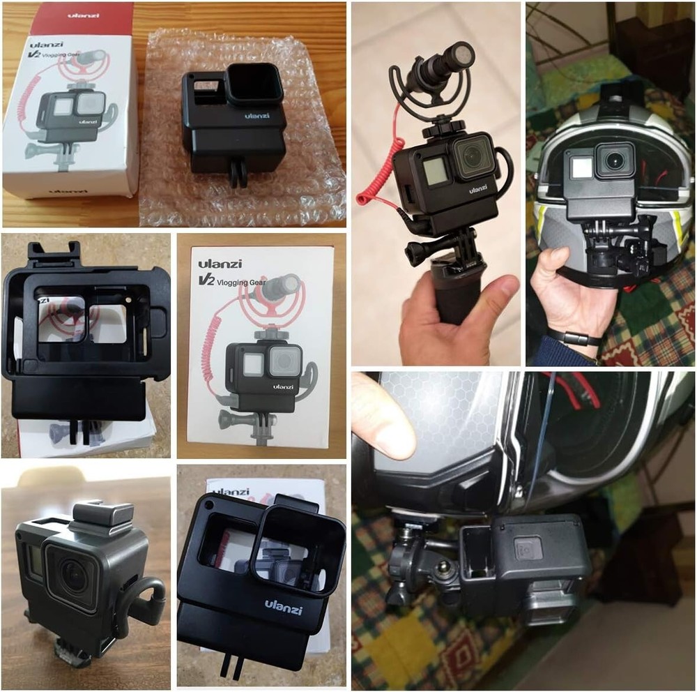 V2 Housing Case Vlogging Frame with Microphone Cold Shoe Mount Compatible for...