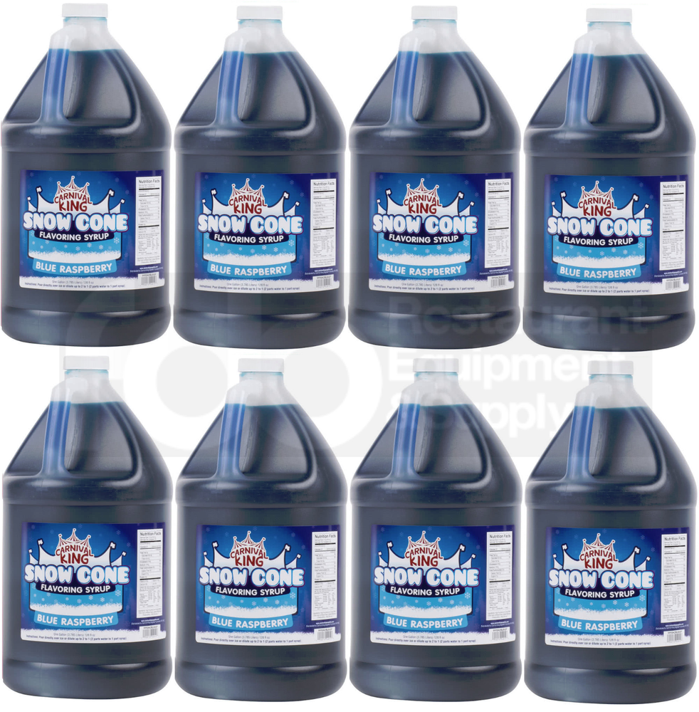 8 GALLON CASE Carnival King Blue Raspberry Snow Cone Crushed Ice Machine Syrup