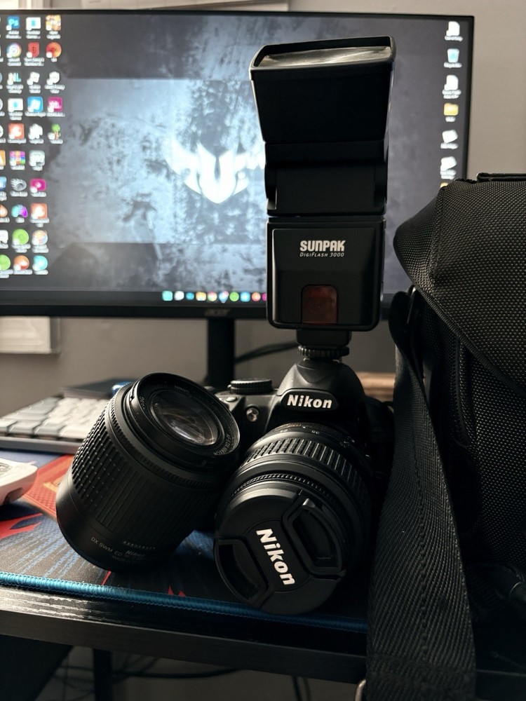 Nikon & Sunpak Camera Accessory Bundle with Bag, Lenses, and Flash