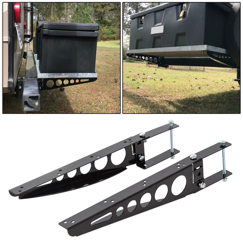 Pair RV 4" Square Rear Bumper Mounting Cargo Carrier Box Support Arms Bracket