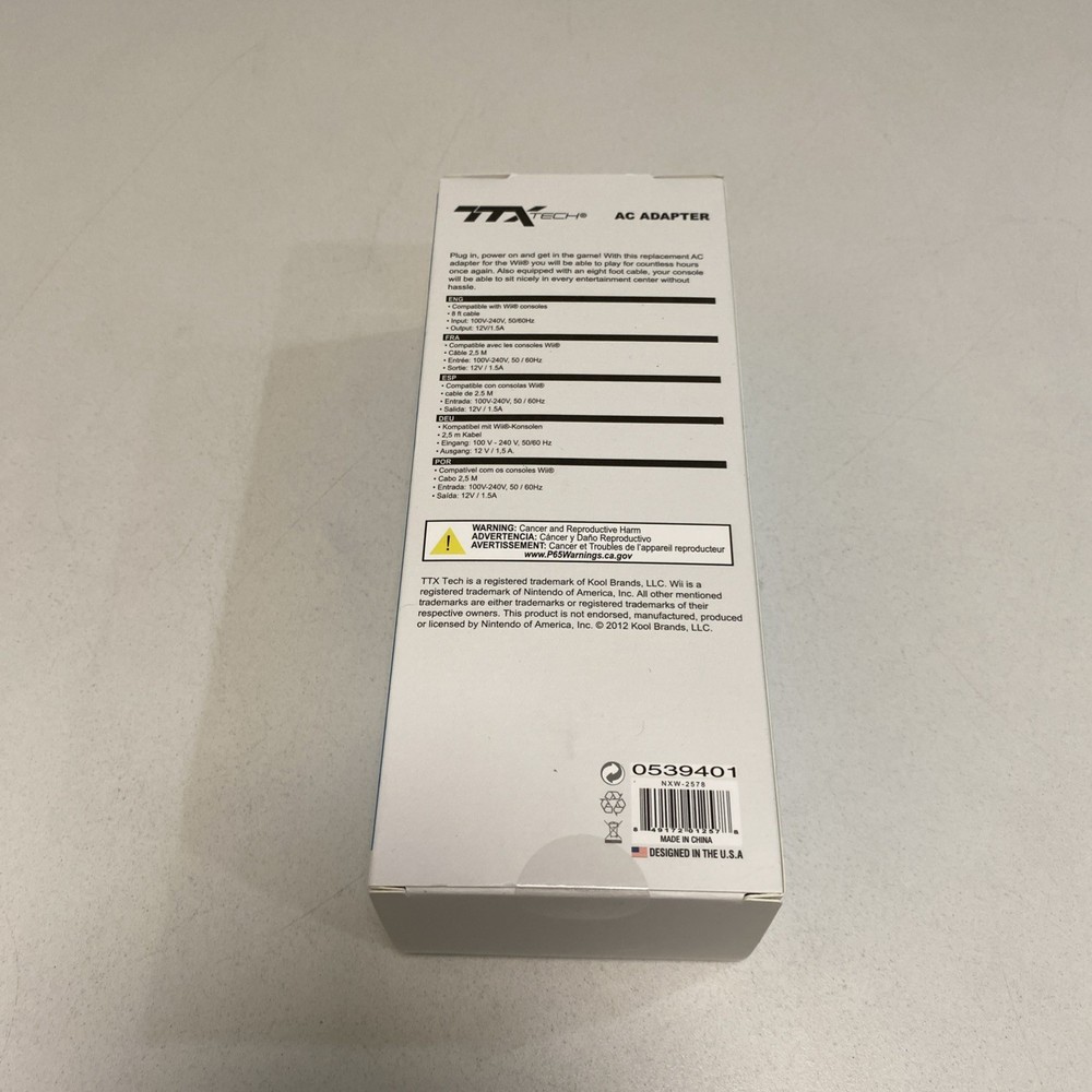 TTX Tech AC Adapter For Wii 8ft