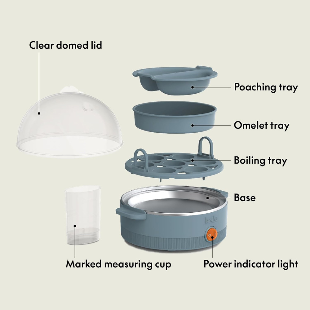 Electric Egg Cooker, 7 Eggs Capacity Tray, Single Stack, for Poached, Scrambled,