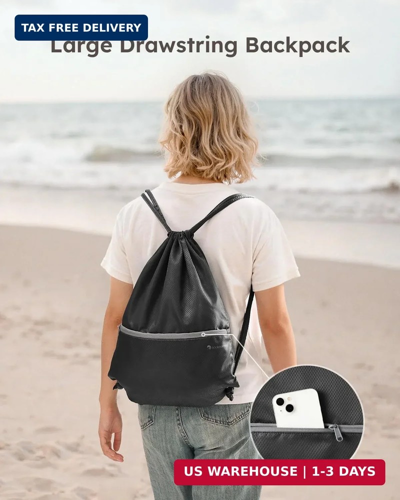 4 Set Compression Packing Cubes for Travel, Bonus Versatile Drawstring Backpack,