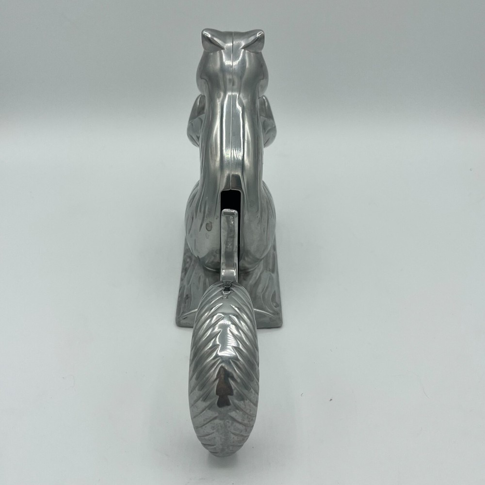 Squirrel Nutcracker Davy Crackit Cast Aluminum Silver Tone Lever Tail Retro