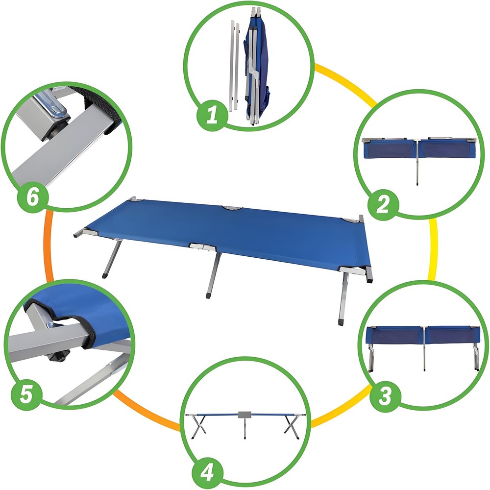 Portable Folding Camping Cot with Carrying Bag Army Blue