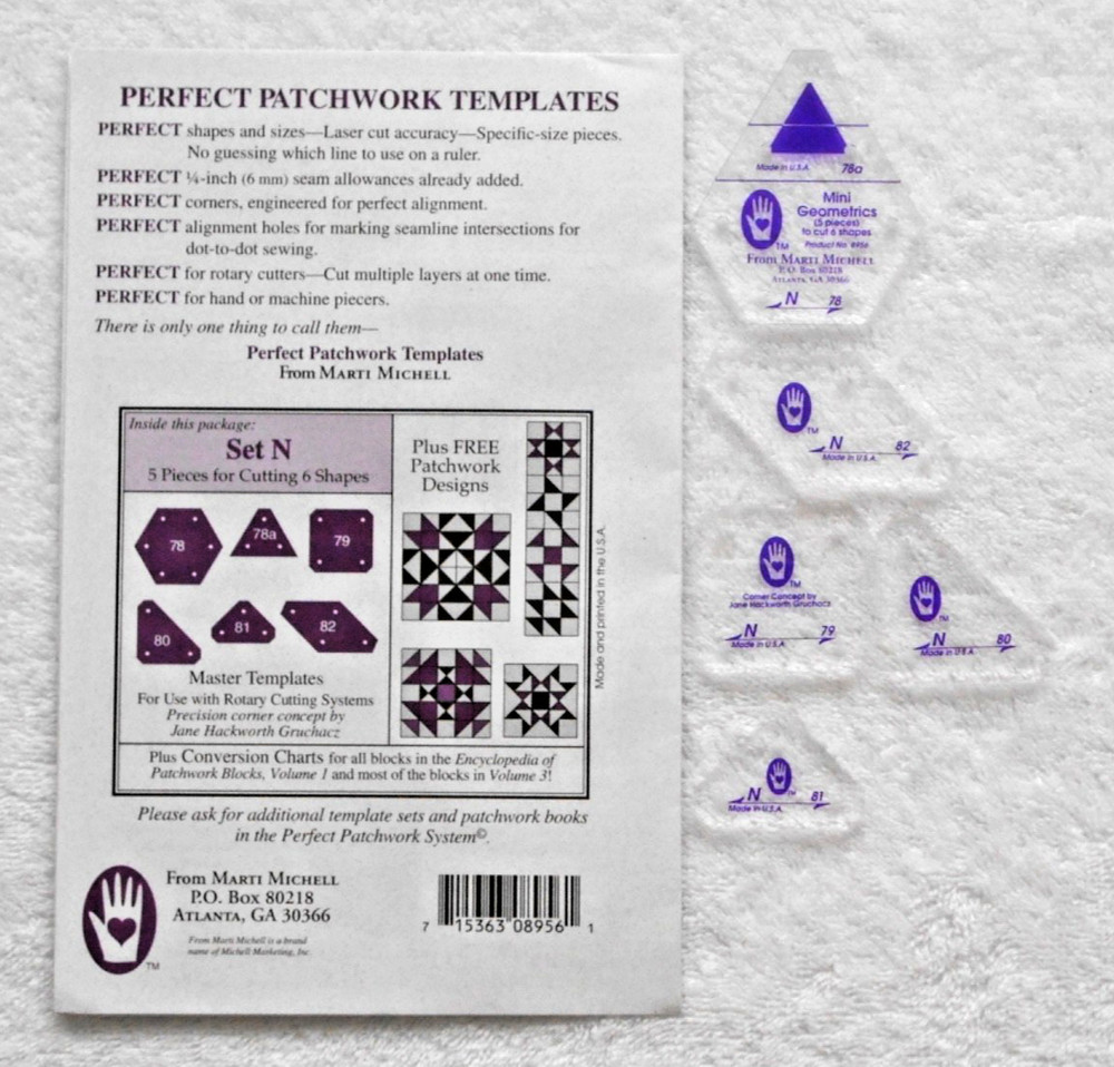 MARTI MICHELL PERFECT PATCHWORK TEMPLATES - SET N - MINI GEOMETRICS - GOOD SHAPE