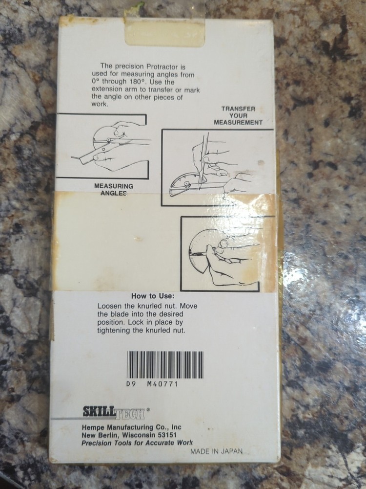 Vintage NOS General Hardware Made In Japan Protractor Skilltech Stainless