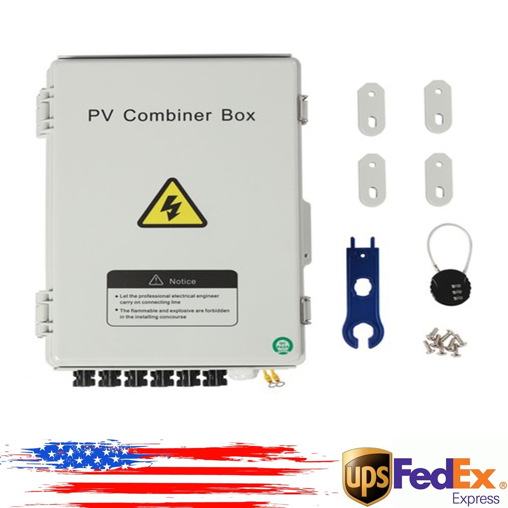 6 String Solar PV Combiner Box 15A Circuit Breaker for Solar Panel Plastic