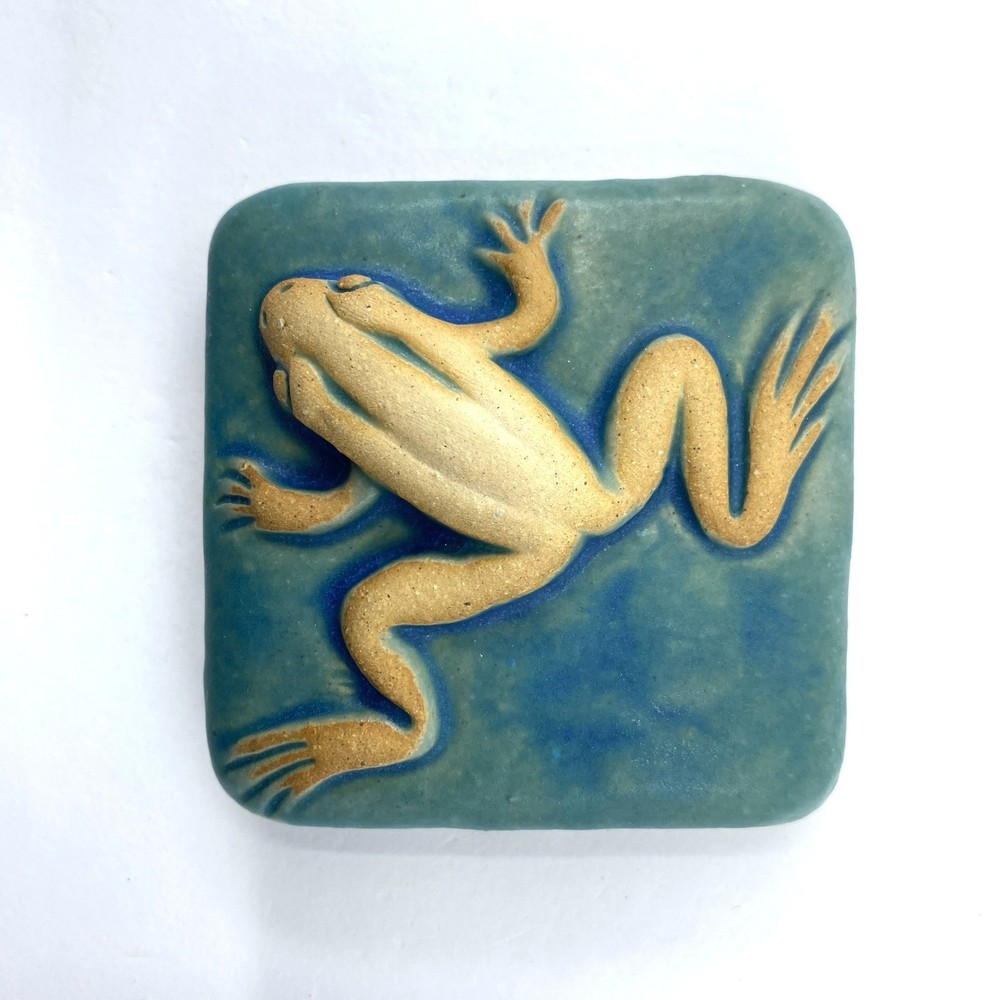 Crawling Frog 3x3" Ceramic Art Tile By Gretchen Kramp