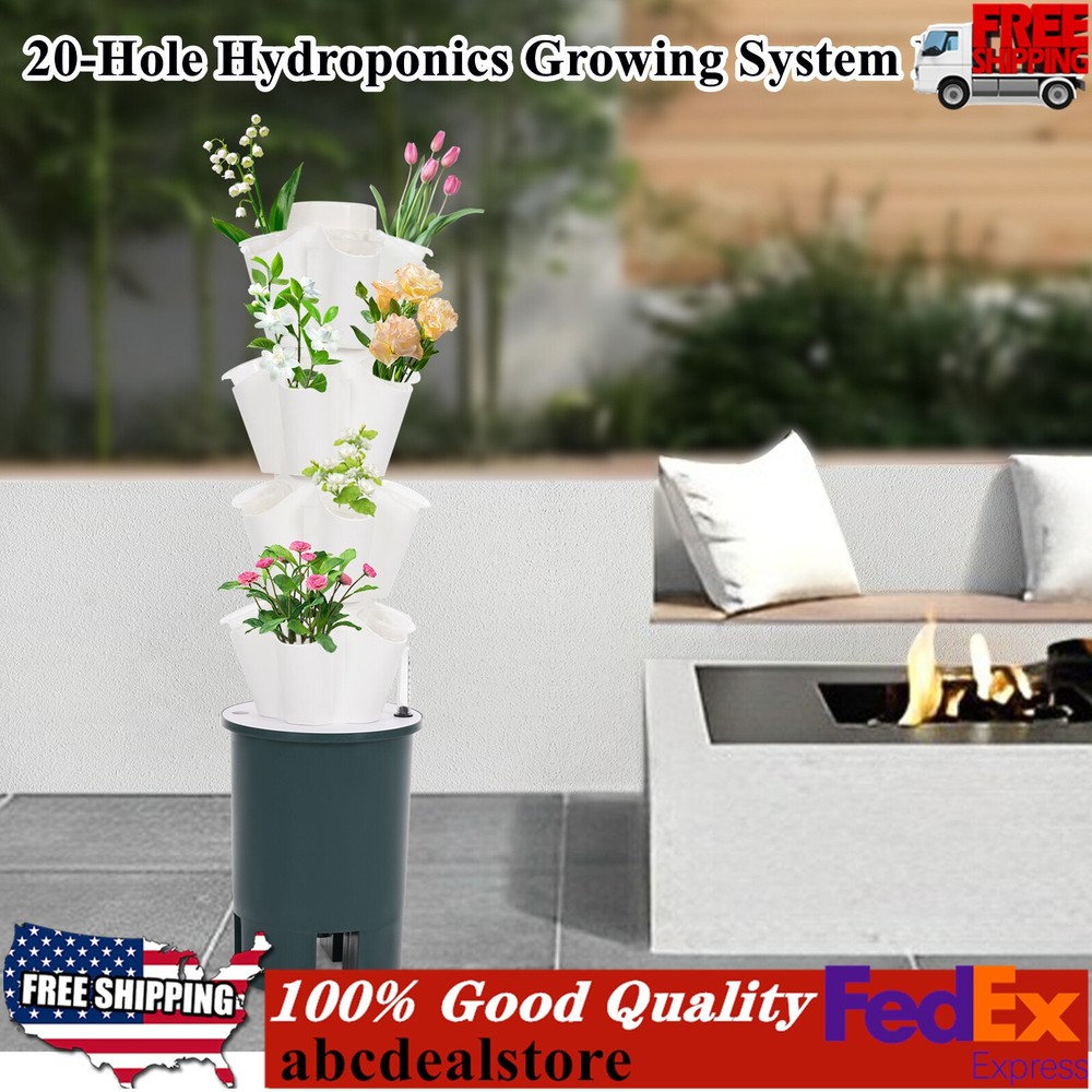 20 Hole Hydroponic Tower Hydroponics Growing System Kit Vertical Planting Tower