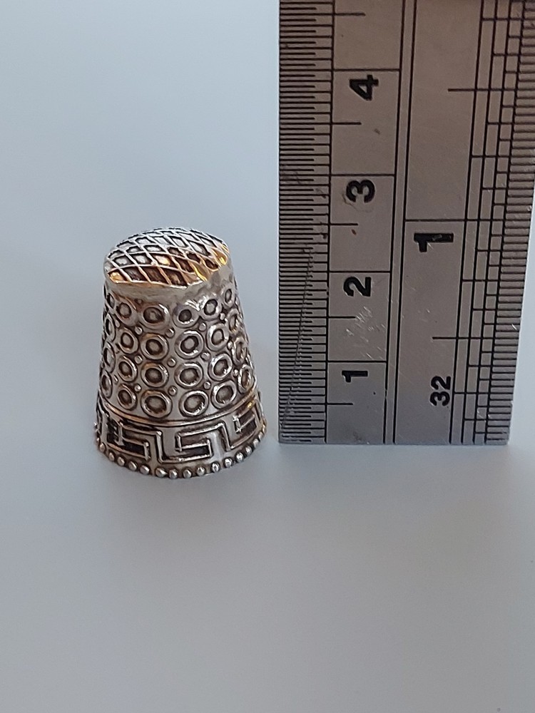 Vintage Sterling Silver 925 Decorative Patterned Thimble / Sewing (556)