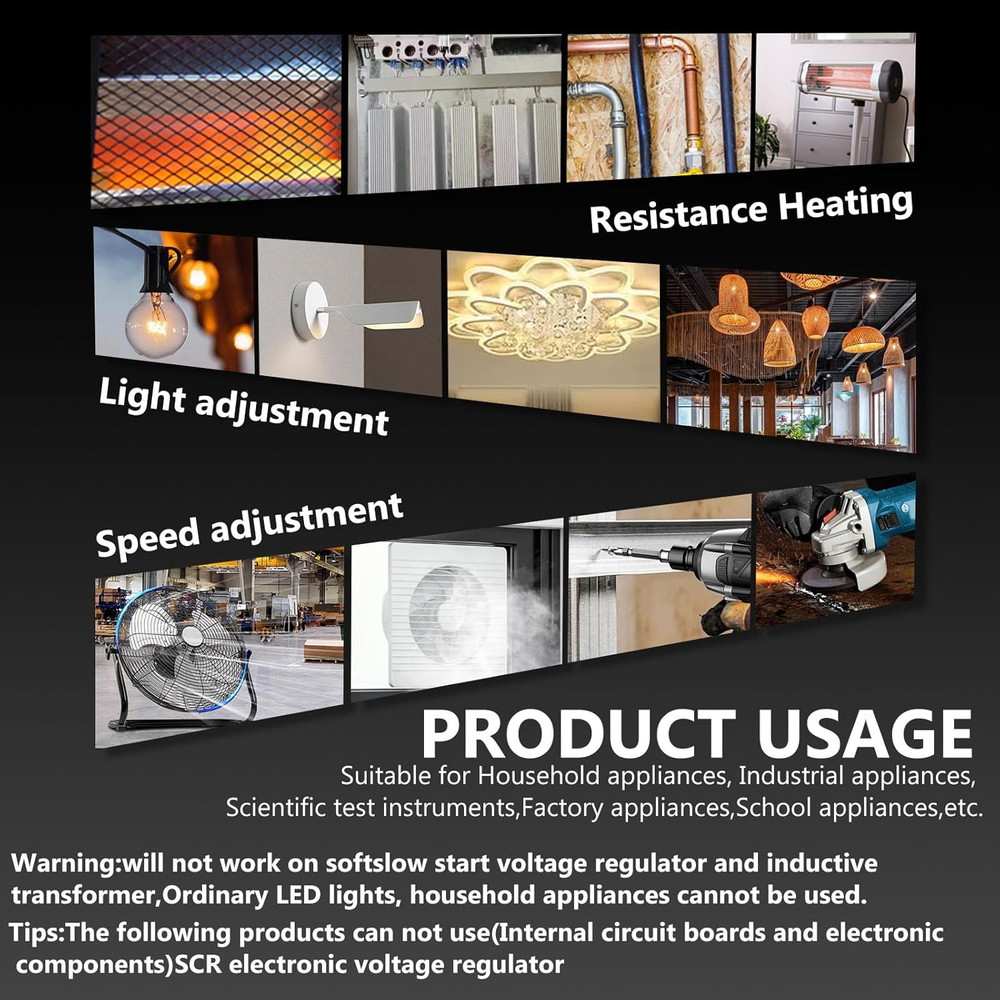 Variable Motor Speed Controller AC 100V-120V 15A, 4000W Speed Control Switch Reg