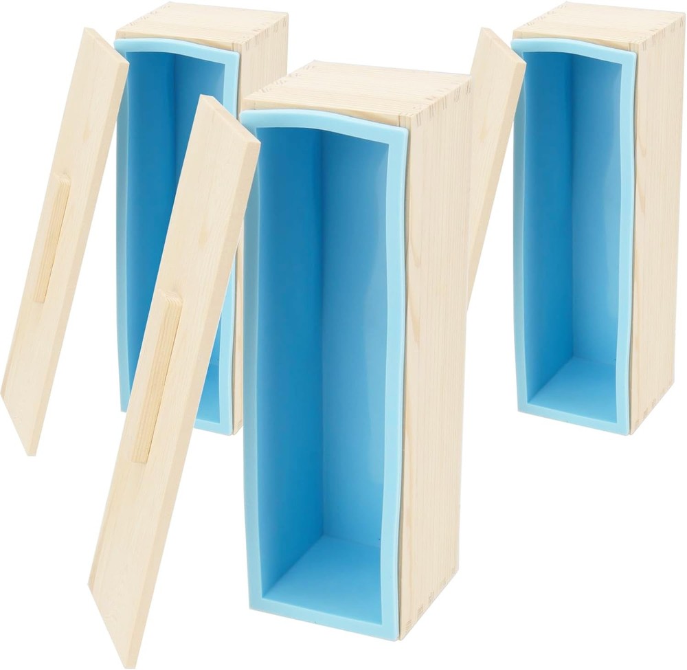 3 Set 42 oz Silicone Soap Molds, Rectangular Bar Loaf Soap Making Mold Kit with