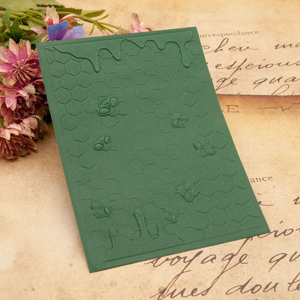 Bees Honeycomb Background Plastic Embossing Folder Scrapbooking Card Craft